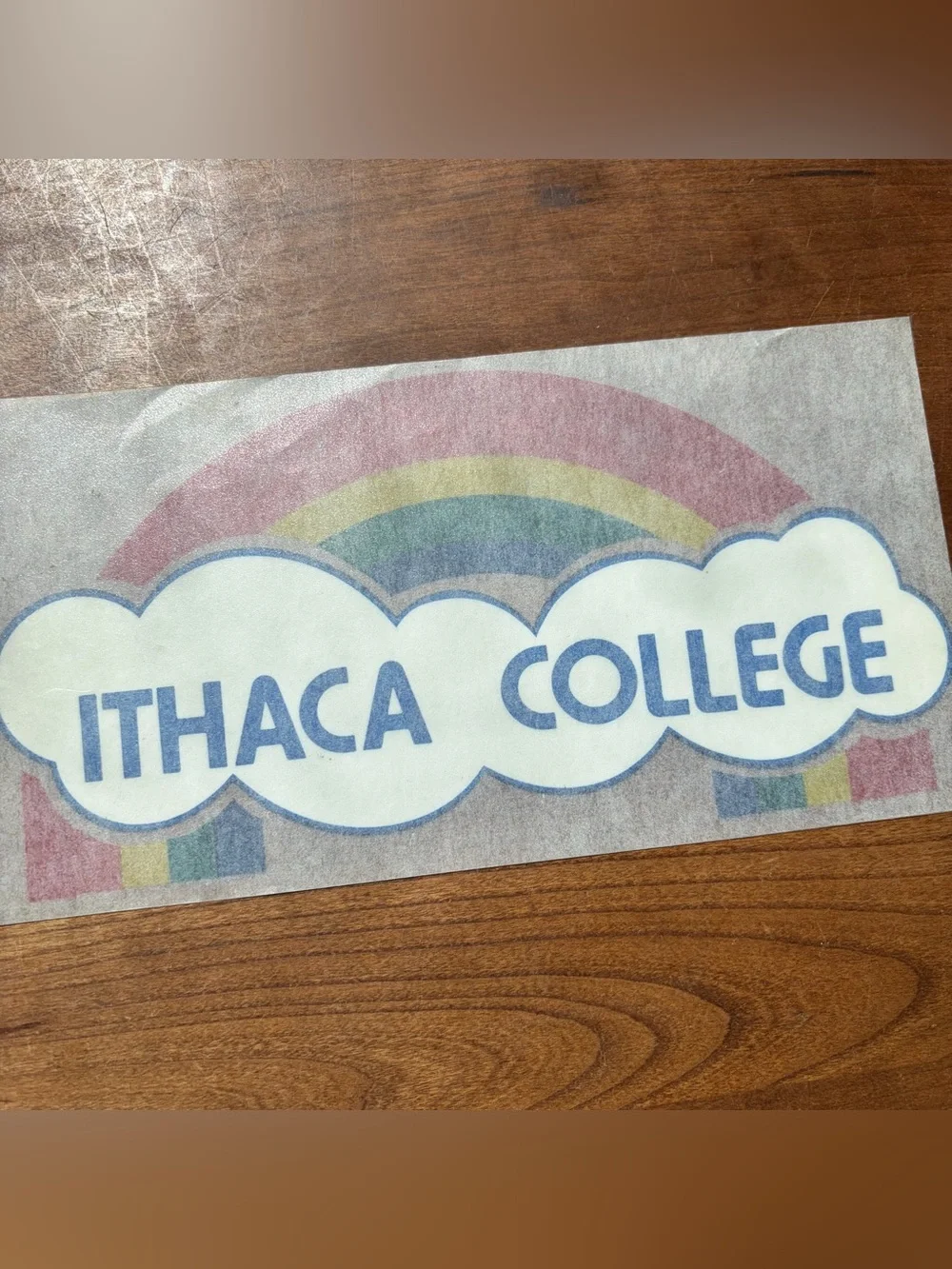 RARE Vintage 1980s Ithaca College Rainbow Retro Decal Sticker Alumni Merch
